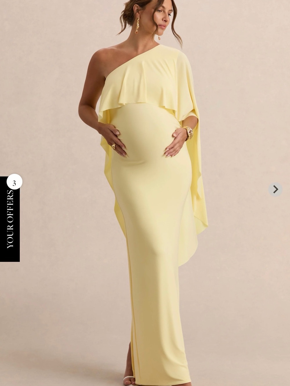Club London Lemon Asymmetric Neck Maternity Maxi Dress with Cape